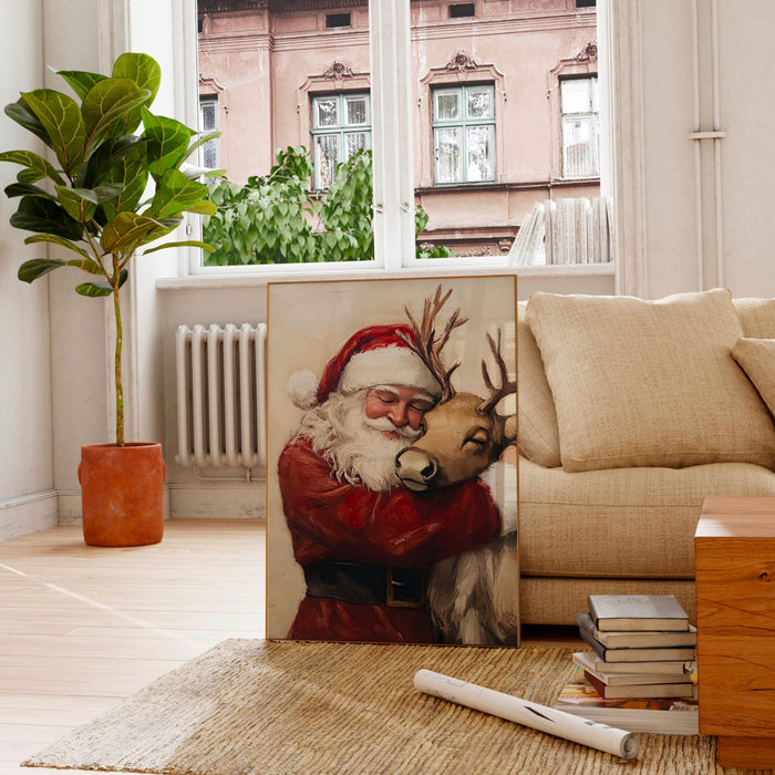 Retro Santa Christmas Art Christmas Reindeer Print Holiday Printable Xmas Wall Art Seasonal Wall Art Christmas Wall Decor Santa Printable