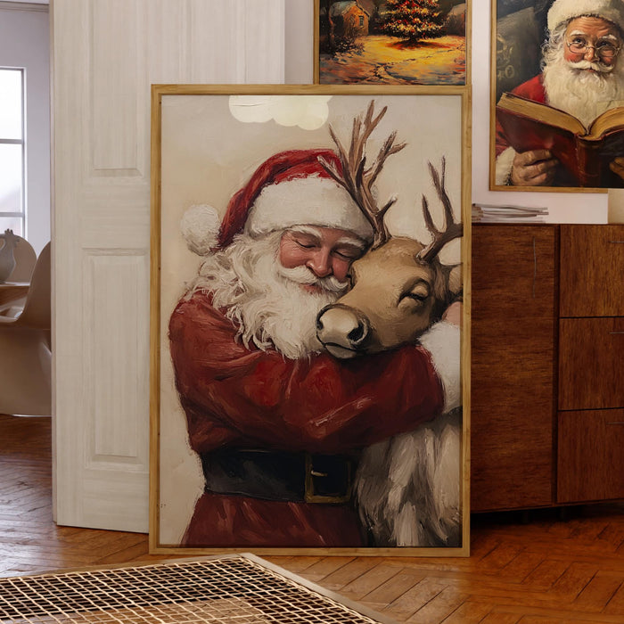 Retro Santa Christmas Art Christmas Reindeer Print Holiday Printable Xmas Wall Art Seasonal Wall Art Christmas Wall Decor Santa Printable