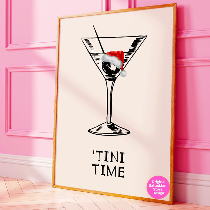 Funny Christmas Bar Cart Art Aesthetic Kitchen Decor Cute Kitchen Wall Art Print Retro Martini Prints Cocktail Minimalist Poster Printable