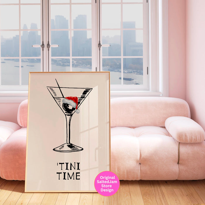 Funny Christmas Bar Cart Art Aesthetic Kitchen Decor Cute Kitchen Wall Art Print Retro Martini Prints Cocktail Minimalist Poster Printable