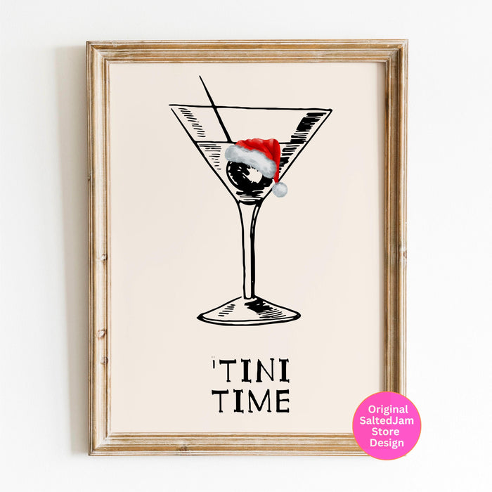 Funny Christmas Bar Cart Art Aesthetic Kitchen Decor Cute Kitchen Wall Art Print Retro Martini Prints Cocktail Minimalist Poster Printable