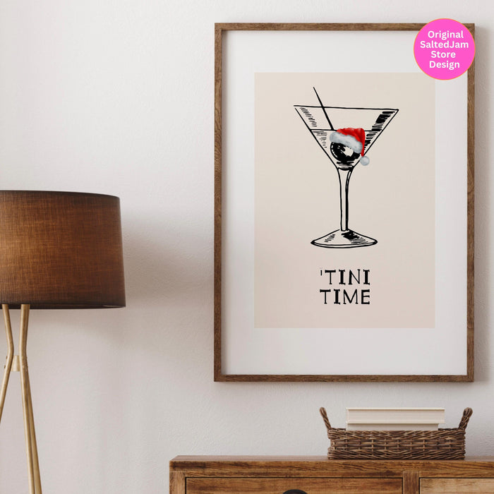 Funny Christmas Bar Cart Art Aesthetic Kitchen Decor Cute Kitchen Wall Art Print Retro Martini Prints Cocktail Minimalist Poster Printable