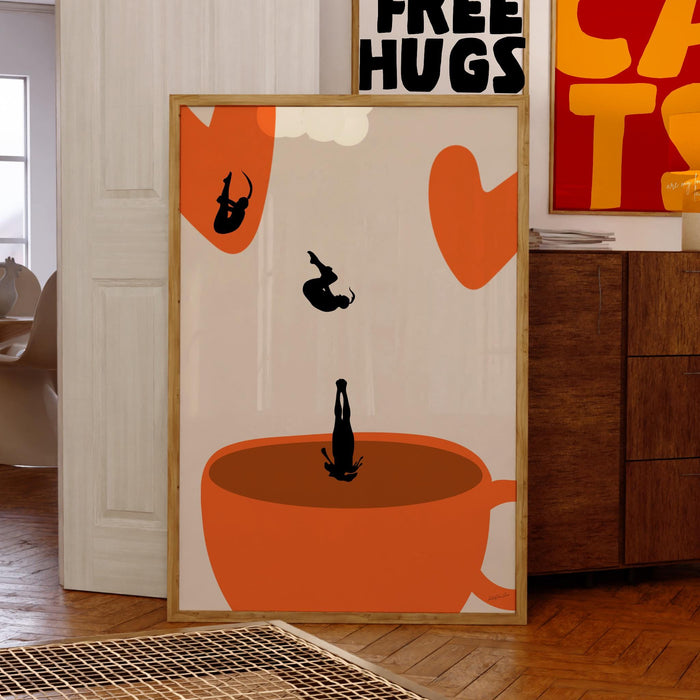 Love Coffee print, drink poster, modern kitchen decor, retro poster, pop art, kitchen art, exhibition poster, illustration, coffee lover