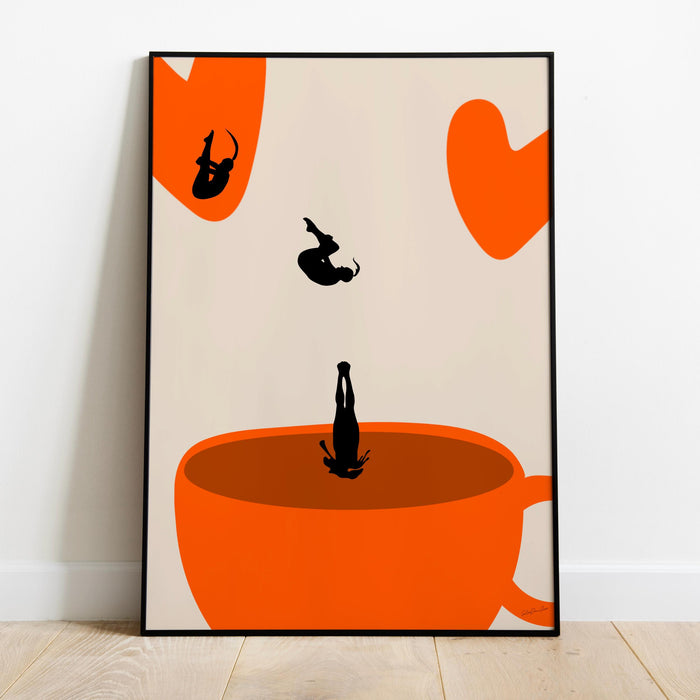 Love Coffee print, drink poster, modern kitchen decor, retro poster, pop art, kitchen art, exhibition poster, illustration, coffee lover