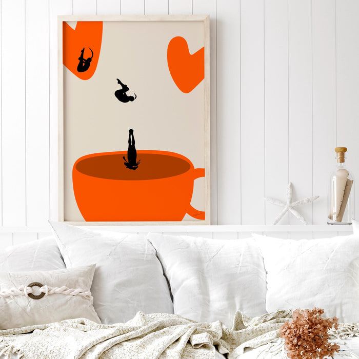 Love Coffee print, drink poster, modern kitchen decor, retro poster, pop art, kitchen art, exhibition poster, illustration, coffee lover