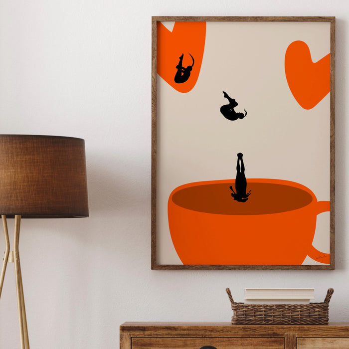 Love Coffee print, drink poster, modern kitchen decor, retro poster, pop art, kitchen art, exhibition poster, illustration, coffee lover