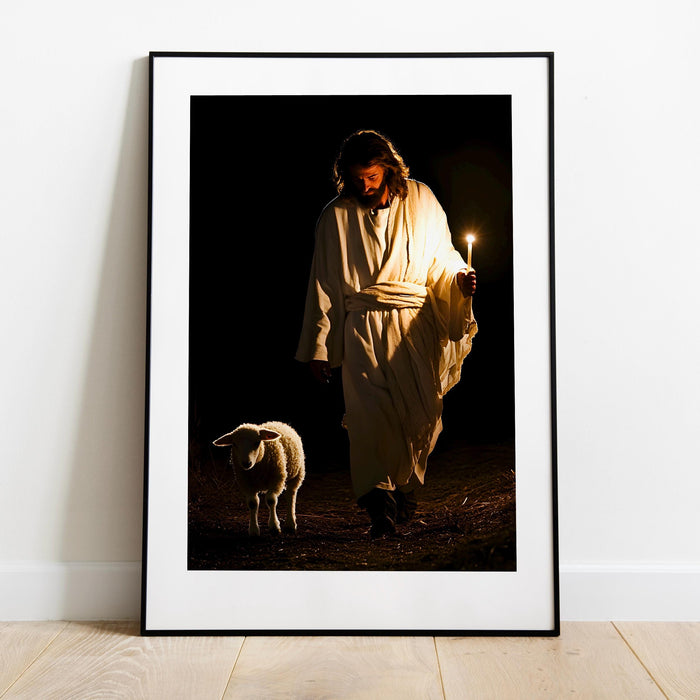 Jesus Leaves The 99 Oil Painting Wall Art Printable Jesus Poster Bible Verse Wall Art Christian Gift for Mom Jesus Print Digital Download