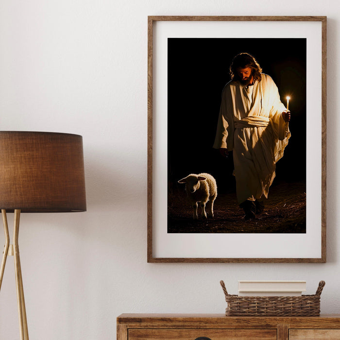 Jesus Leaves The 99 Oil Painting Wall Art Printable Jesus Poster Bible Verse Wall Art Christian Gift for Mom Jesus Print Digital Download