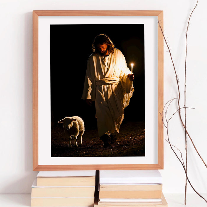 Jesus Leaves The 99 Oil Painting Wall Art Printable Jesus Poster Bible Verse Wall Art Christian Gift for Mom Jesus Print Digital Download