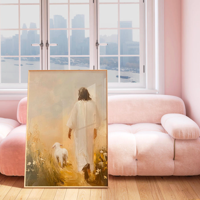 Jesus Leaves The 99 Oil Painting Wall Art Printable Jesus Art Poster Bible Verse Christian Scripture  Gift Jesus Print Digital Download
