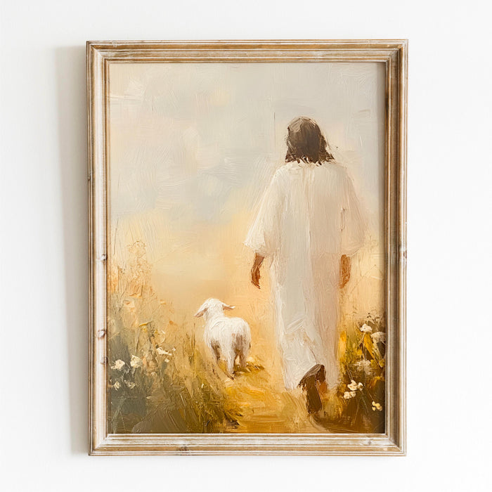 Jesus Leaves The 99 Oil Painting Wall Art Printable Jesus Art Poster Bible Verse Christian Scripture  Gift Jesus Print Digital Download