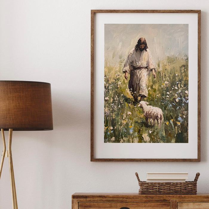 Jesus Leaves The 99 Oil Painting Wall Art Printable Jesus Art Poster Bible Verse Christian Scripture  Gift Jesus Print Digital Download