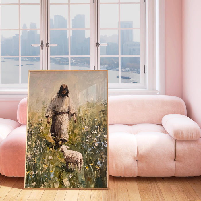 Jesus Leaves The 99 Oil Painting Wall Art Printable Jesus Art Poster Bible Verse Christian Scripture  Gift Jesus Print Digital Download