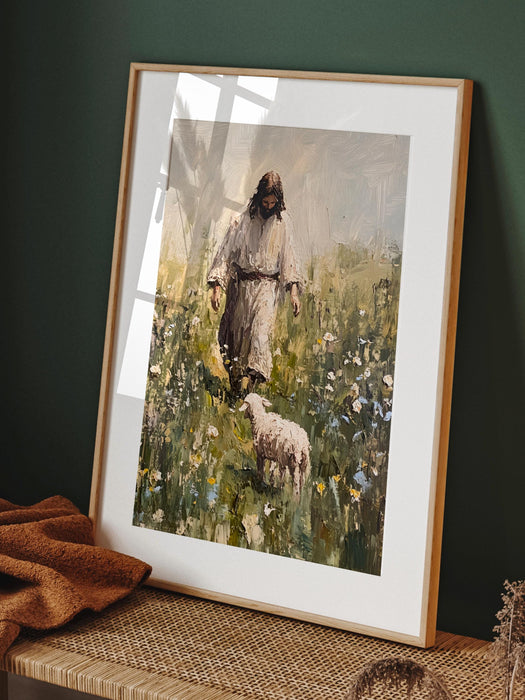 Jesus Leaves The 99 Oil Painting Wall Art Printable Jesus Art Poster Bible Verse Christian Scripture  Gift Jesus Print Digital Download