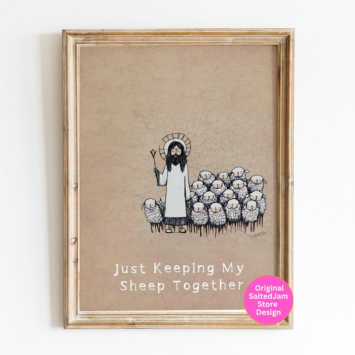 Funny Jesus Art Print Christian Printable Wall Art Retro Jesus Art God Poster Cute Religious Gift Bible Verse Scripture Digital Download