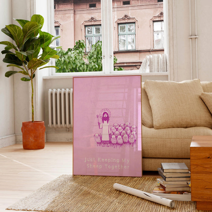 Funny Trendy Minimalist Modern Christian Print Scripture Pink Poster Pink Wall Art Printable Jesus Christian Self Care Digital Download