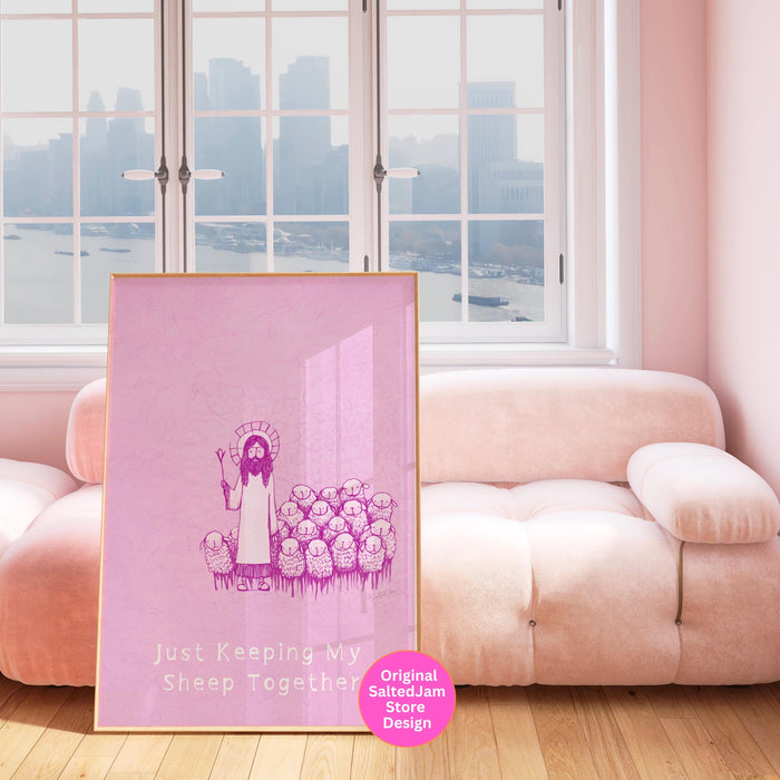 Funny Trendy Minimalist Modern Christian Print Scripture Pink Poster Pink Wall Art Printable Jesus Christian Self Care Digital Download