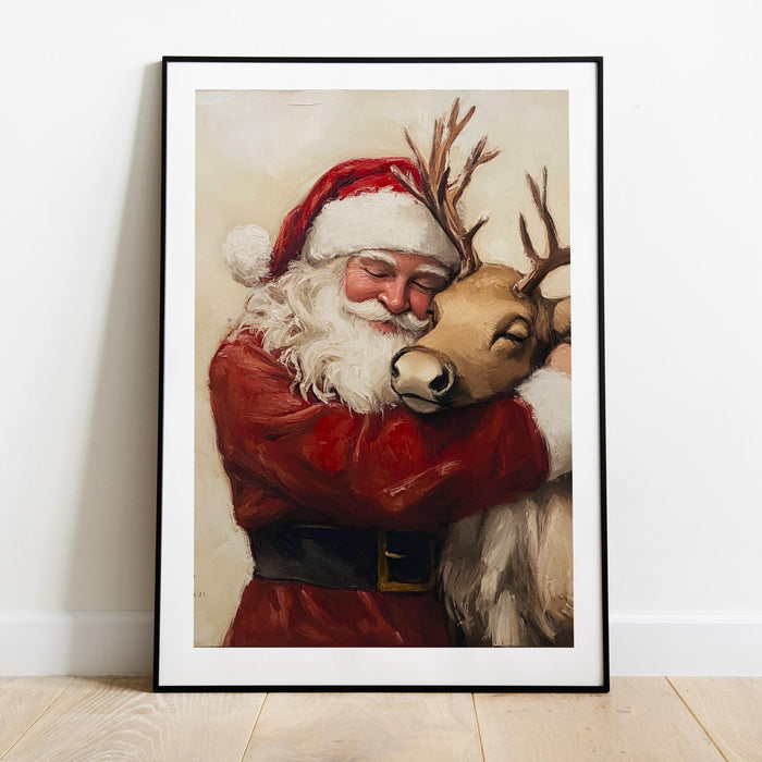 Retro Santa Christmas Art Christmas Reindeer Print Holiday Printable Xmas Wall Art Seasonal Wall Art Christmas Wall Decor Santa Printable