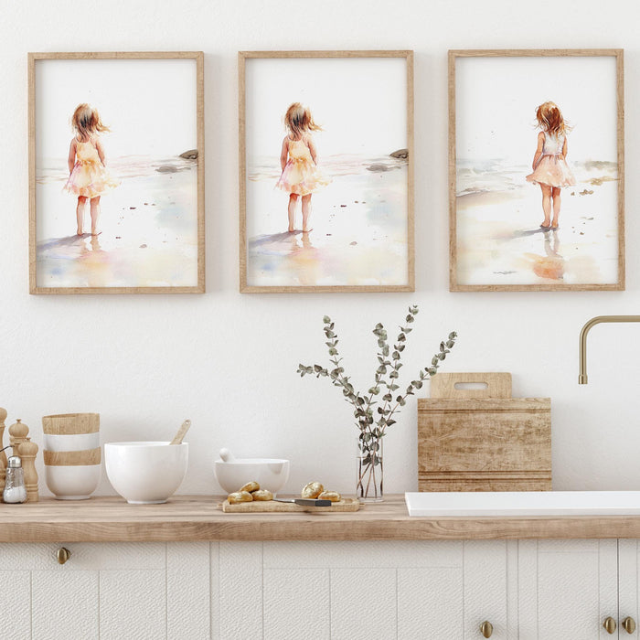 Coastal Granddaughter Print Coastal Muted Beige Above Bed Wall Art Beach Decor Aesthetic Beach House Prints Summer Set of 3 Digital Art