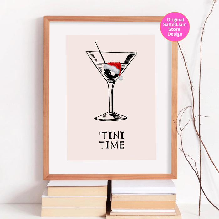 Funny Christmas Bar Cart Art Aesthetic Kitchen Decor Cute Kitchen Wall Art Print Retro Martini Prints Cocktail Minimalist Poster Printable