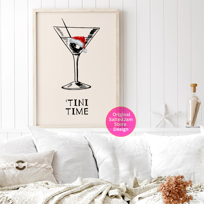 Funny Christmas Bar Cart Art Aesthetic Kitchen Decor Cute Kitchen Wall Art Print Retro Martini Prints Cocktail Minimalist Poster Printable