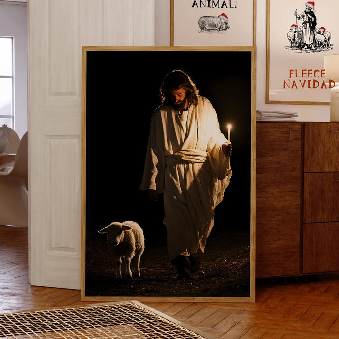 Jesus Leaves The 99 Oil Painting Wall Art Printable Jesus Poster Bible Verse Wall Art Christian Gift for Mom Jesus Print Digital Download