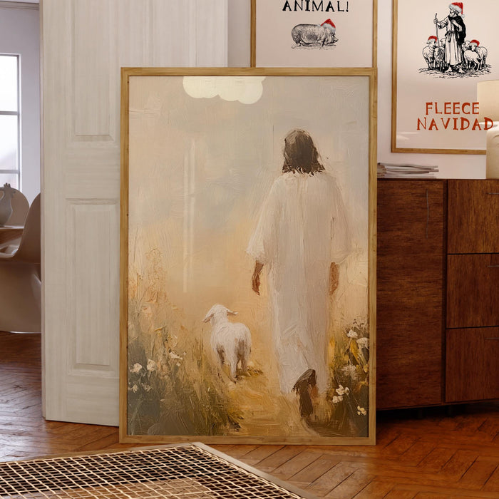 Jesus Leaves The 99 Oil Painting Wall Art Printable Jesus Art Poster Bible Verse Christian Scripture  Gift Jesus Print Digital Download