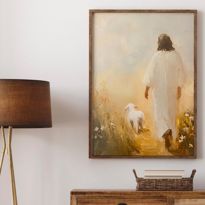 Jesus Leaves The 99 Oil Painting Wall Art Printable Jesus Art Poster Bible Verse Christian Scripture  Gift Jesus Print Digital Download