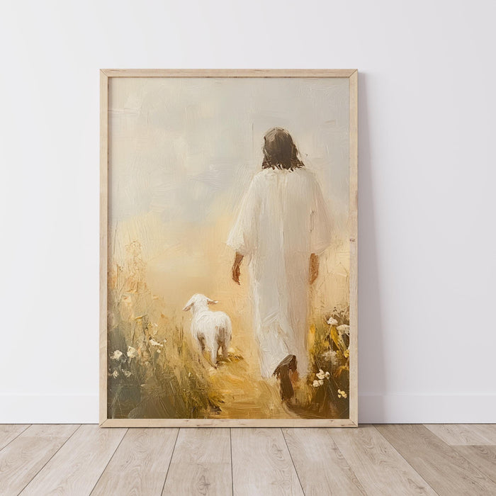 Jesus Leaves The 99 Oil Painting Wall Art Printable Jesus Art Poster Bible Verse Christian Scripture  Gift Jesus Print Digital Download