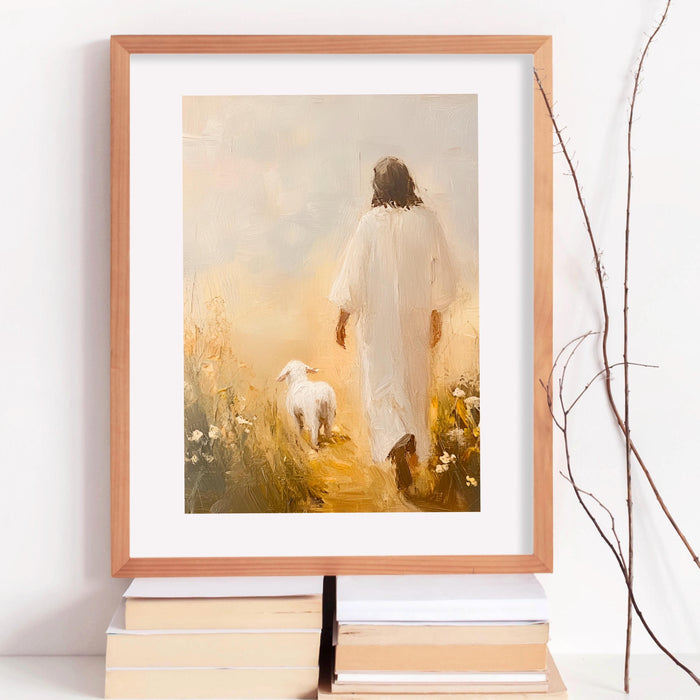Jesus Leaves The 99 Oil Painting Wall Art Printable Jesus Art Poster Bible Verse Christian Scripture  Gift Jesus Print Digital Download