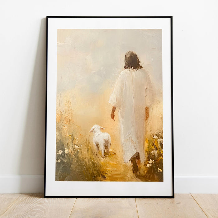 Jesus Leaves The 99 Oil Painting Wall Art Printable Jesus Art Poster Bible Verse Christian Scripture  Gift Jesus Print Digital Download