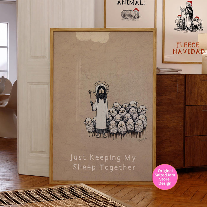 Funny Jesus Art Print Christian Printable Wall Art Retro Jesus Art God Poster Cute Religious Gift Bible Verse Scripture Digital Download