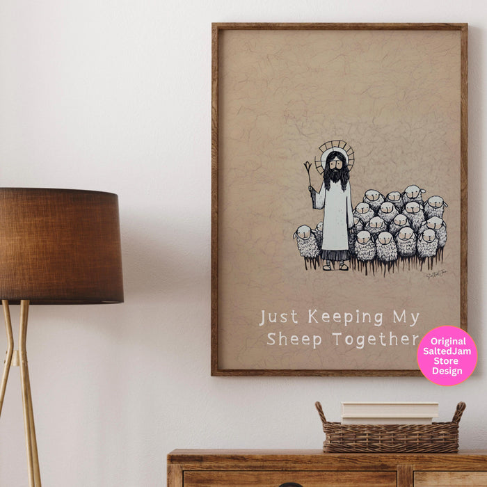 Funny Jesus Art Print Christian Printable Wall Art Retro Jesus Art God Poster Cute Religious Gift Bible Verse Scripture Digital Download