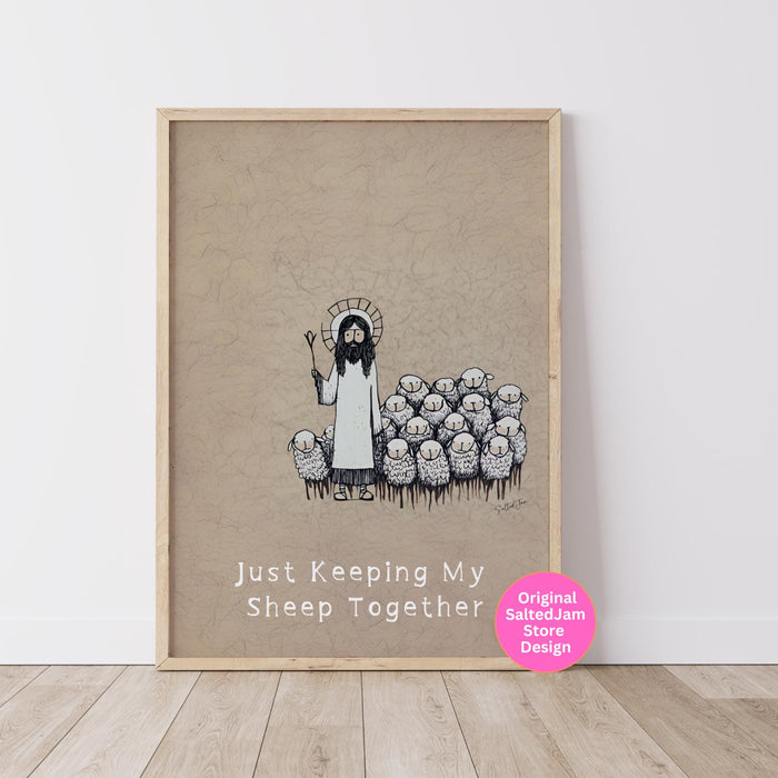 Funny Jesus Art Print Christian Printable Wall Art Retro Jesus Art God Poster Cute Religious Gift Bible Verse Scripture Digital Download