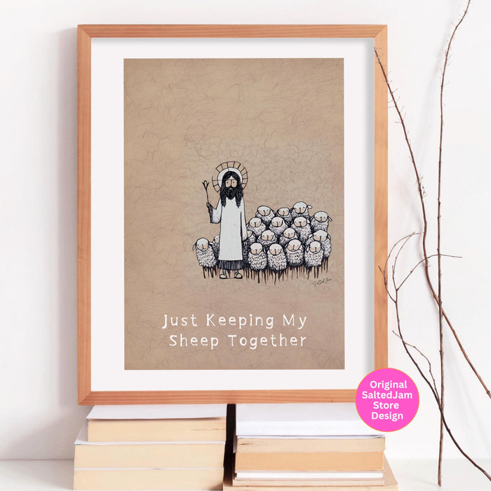 Funny Jesus Art Print Christian Printable Wall Art Retro Jesus Art God Poster Cute Religious Gift Bible Verse Scripture Digital Download