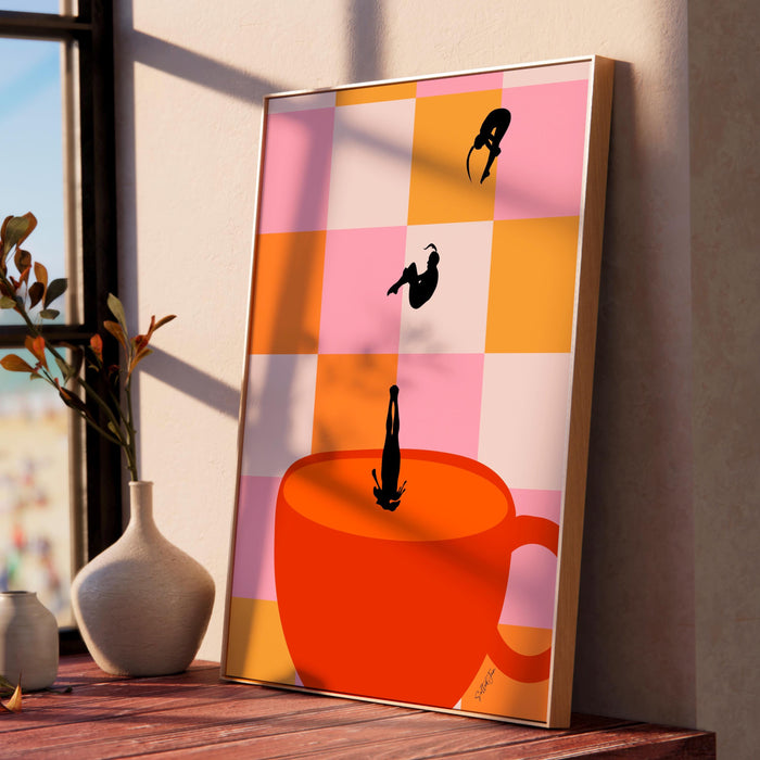 Coffee Print, Drink Poster, Modern Kitchen Decor, Retro Poster, Pop Art, Kitchen Art, Exhibition Poster, Illustration, Coffee Lover Digital