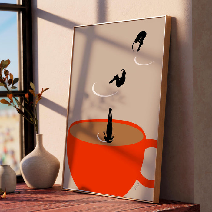 Coffee Print, Drink Poster, Modern Kitchen Decor, Retro Poster, Pop Art, Kitchen Art, Exhibition Poster, Illustration, Coffee Lover Digital