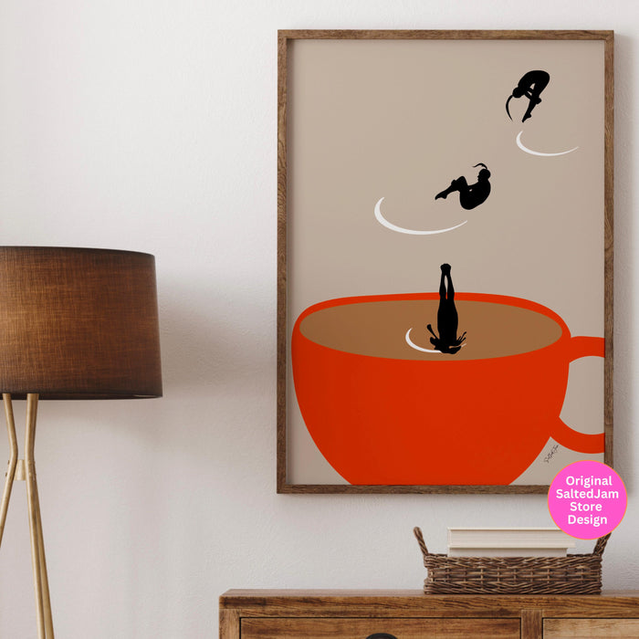 Coffee Print, Drink Poster, Modern Kitchen Decor, Retro Poster, Pop Art, Kitchen Art, Exhibition Poster, Illustration, Coffee Lover Digital