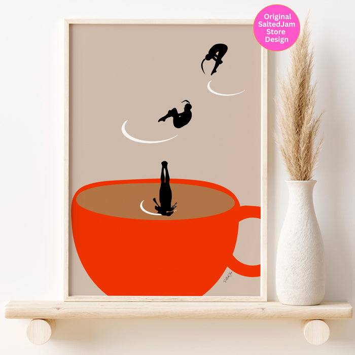 Coffee Print, Drink Poster, Modern Kitchen Decor, Retro Poster, Pop Art, Kitchen Art, Exhibition Poster, Illustration, Coffee Lover Digital