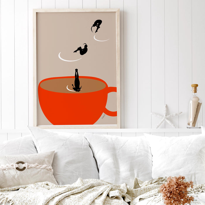Coffee Print, Drink Poster, Modern Kitchen Decor, Retro Poster, Pop Art, Kitchen Art, Exhibition Poster, Illustration, Coffee Lover Digital