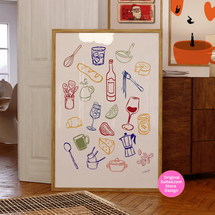 Coffee Print, Drink Poster, Modern Kitchen Decor, Retro Poster, Pop Art, Kitchen Art, Exhibition Poster, Illustration, Coffee Prints