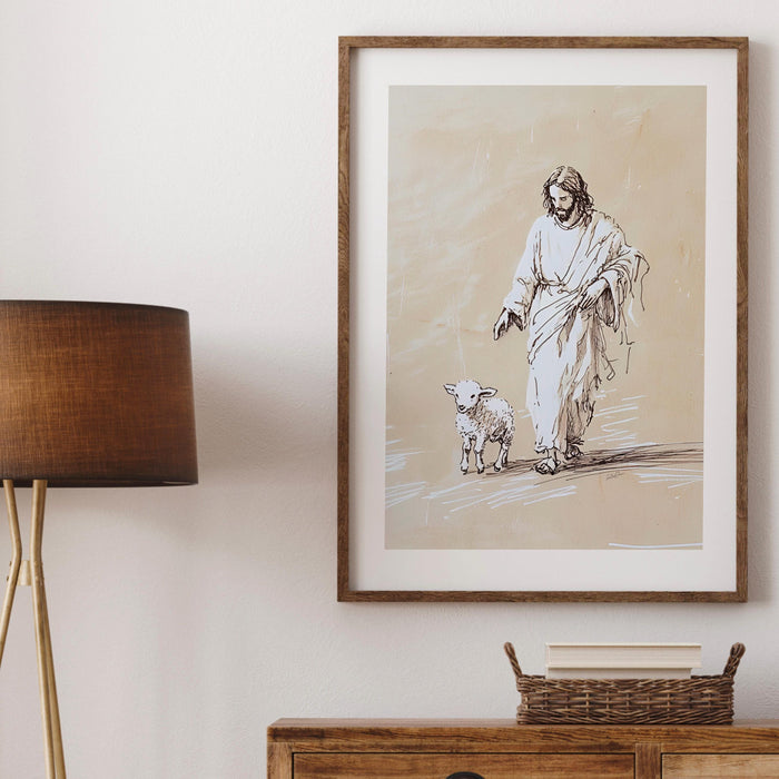 Jesus Leaves The 99 Wall Art Printable Jesus Art Poster Bible Verse Christian Scripture Pastor Gift Jesus Lost Sheep Print Digital Download