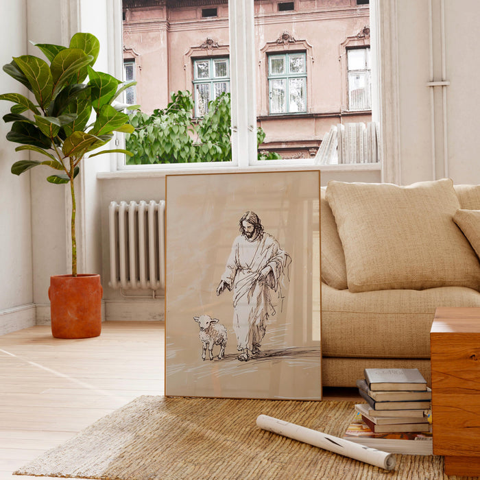 Jesus Leaves The 99 Wall Art Printable Jesus Art Poster Bible Verse Christian Scripture Pastor Gift Jesus Lost Sheep Print Digital Download