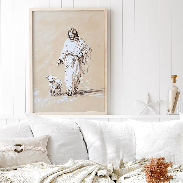 Jesus Leaves The 99 Wall Art Printable Jesus Art Poster Bible Verse Christian Scripture Pastor Gift Jesus Lost Sheep Print Digital Download