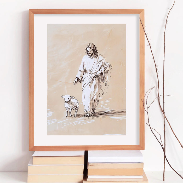 Jesus Leaves The 99 Wall Art Printable Jesus Art Poster Bible Verse Christian Scripture Pastor Gift Jesus Lost Sheep Print Digital Download