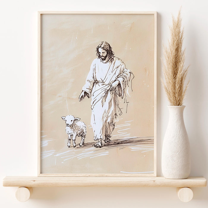 Jesus Leaves The 99 Wall Art Printable Jesus Art Poster Bible Verse Christian Scripture Pastor Gift Jesus Lost Sheep Print Digital Download