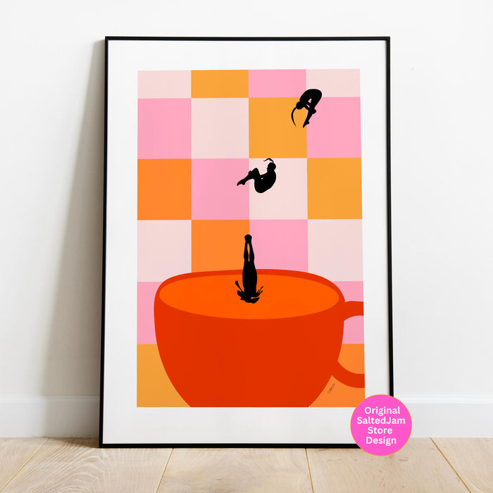 Coffee Print, Drink Poster, Modern Kitchen Decor, Retro Poster, Pop Art, Kitchen Art, Exhibition Poster, Illustration, Coffee Lover Digital