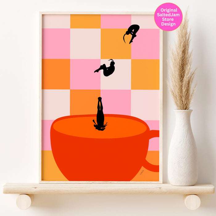 Coffee Print, Drink Poster, Modern Kitchen Decor, Retro Poster, Pop Art, Kitchen Art, Exhibition Poster, Illustration, Coffee Lover Digital