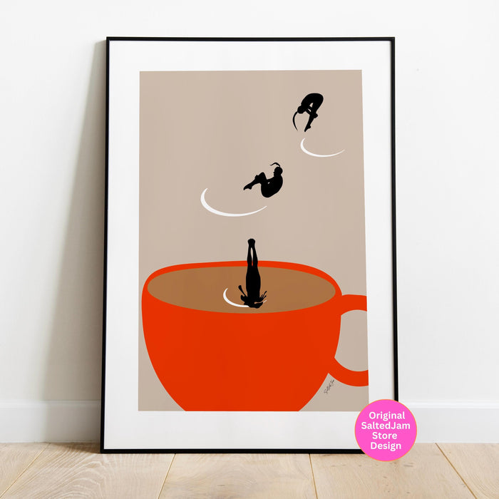 Coffee Print, Drink Poster, Modern Kitchen Decor, Retro Poster, Pop Art, Kitchen Art, Exhibition Poster, Illustration, Coffee Lover Digital