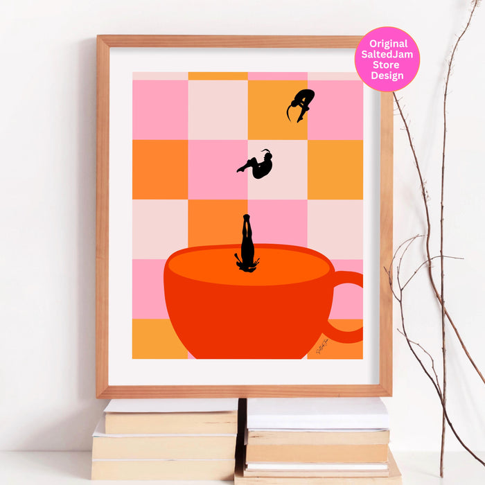 Coffee Print, Drink Poster, Modern Kitchen Decor, Retro Poster, Pop Art, Kitchen Art, Exhibition Poster, Illustration, Coffee Lover PRINTED
